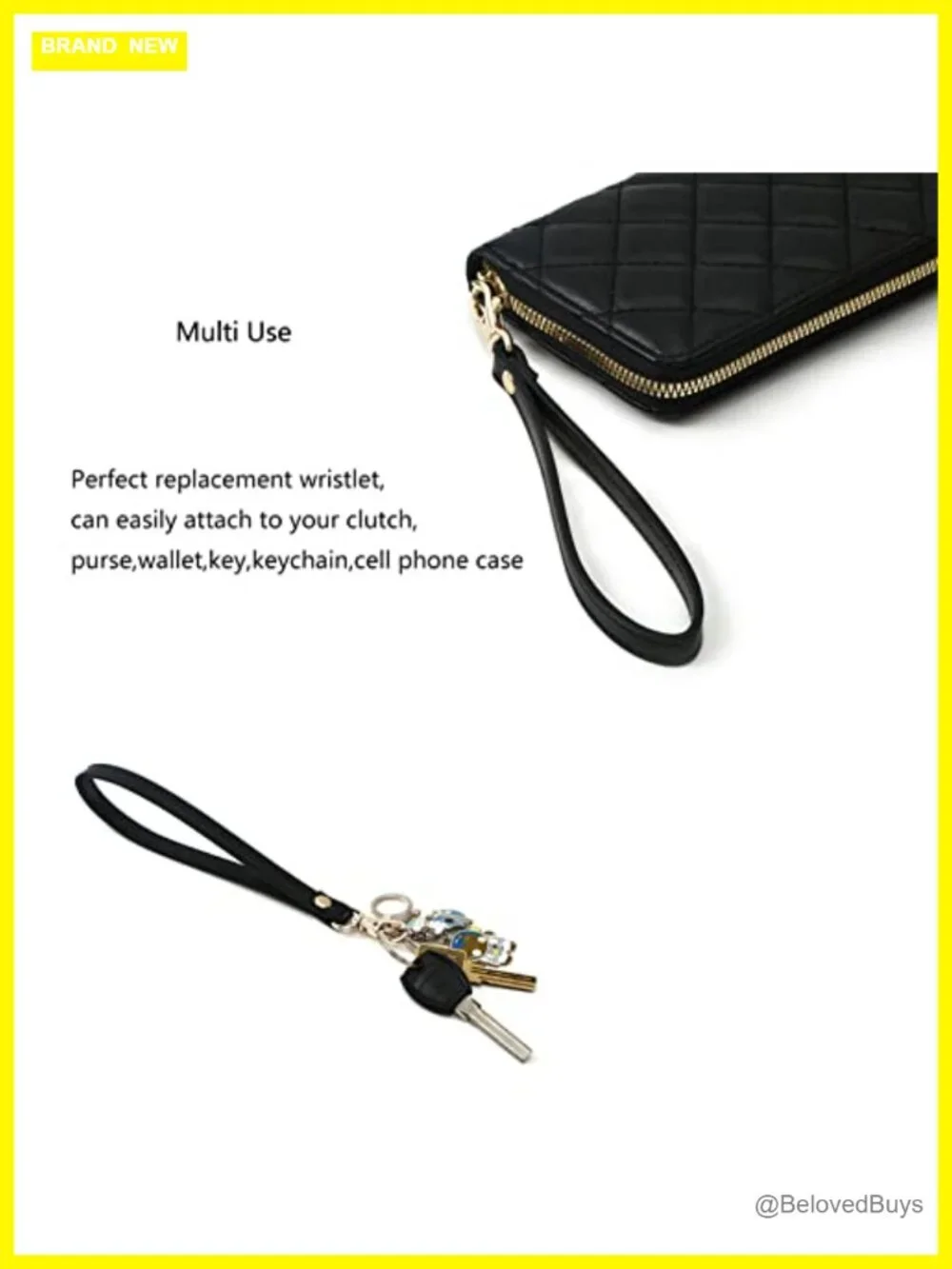 Leather Wrist Strap Wristlet for Purse Wallet Keychain Clutch - Replacement